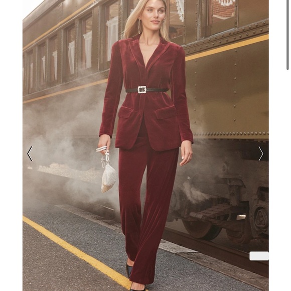 WHBM Red Velvet Trousers size0P NWT - Picture 4 of 5